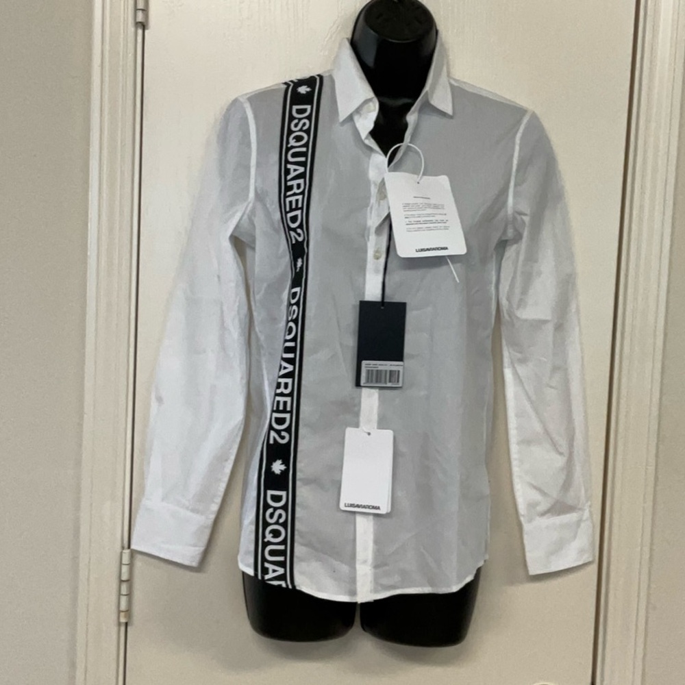 FINAL PRICE ‼️DSQUARED2 White Shirt with Black Logo Detail